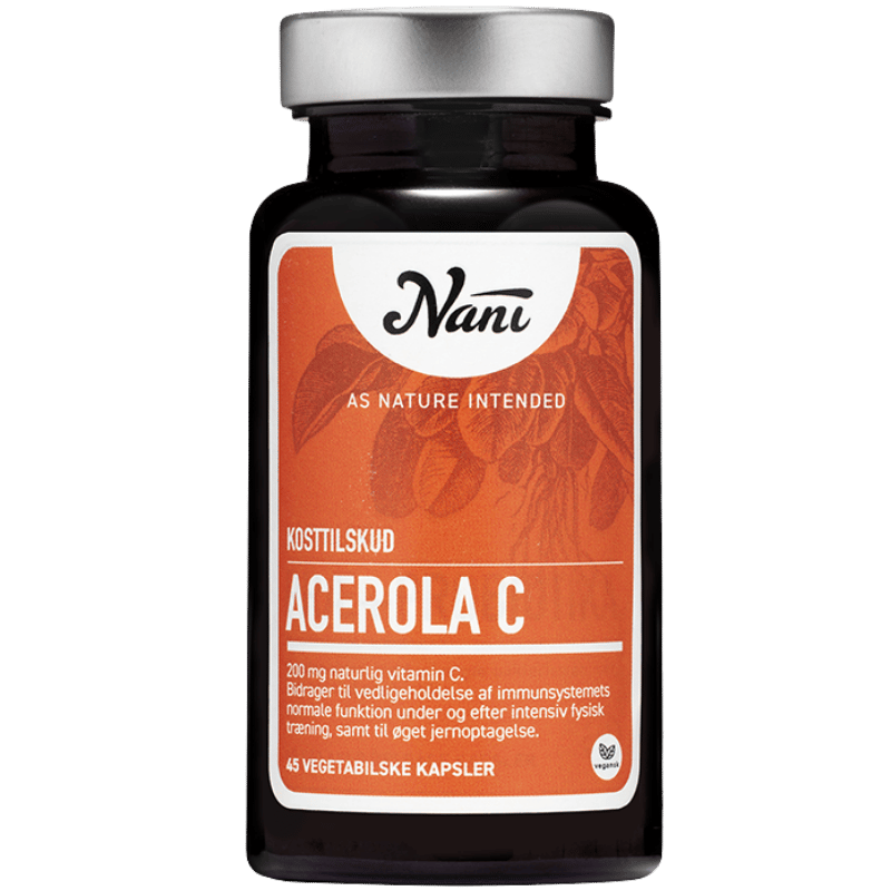 Pakning med Nani Acerola C-vitamin kosttilskud, 45 vegetabilske kapsler