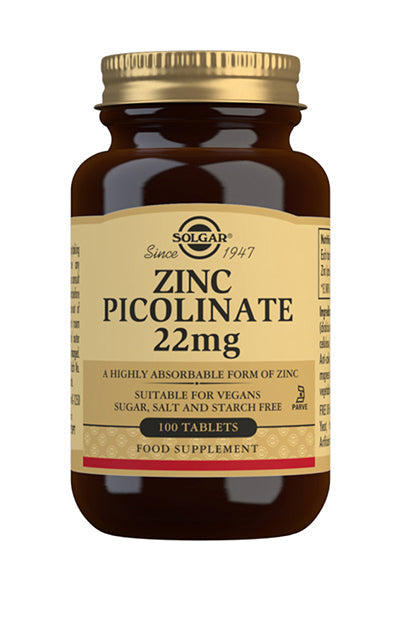 Pakke Solgar Zink Pikolinat 22 mg, 100 tabletter, zinktilskud