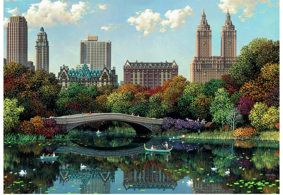 Æske til Ravensburger puslespil New York Central Park, Bow Bridge med 1000 brikker