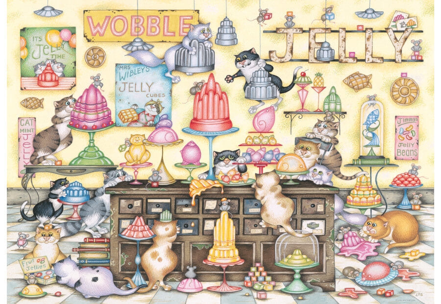 Ravensburger puslespil Crazy Cats – The Jelly Jamboree med 1000 brikker