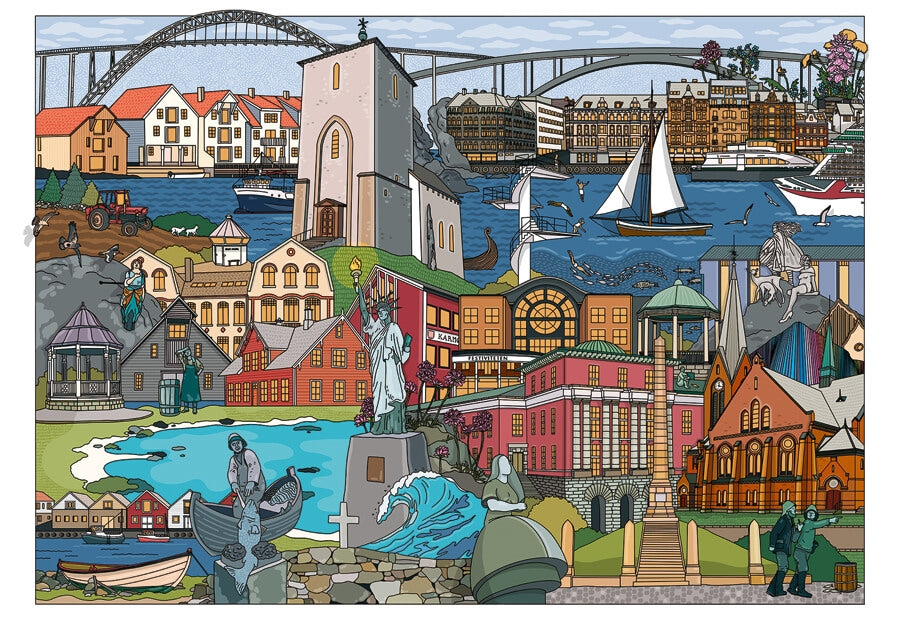 Ravensburger puslespil Norway Karmoy Haugesund med 1000 brikker