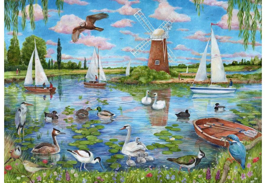 Ravensburger puslespil Life along the Broads med 1000 brikker