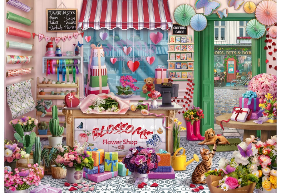 Ravensburger puslespil Blossoms Flower Shop med 1000 brikker