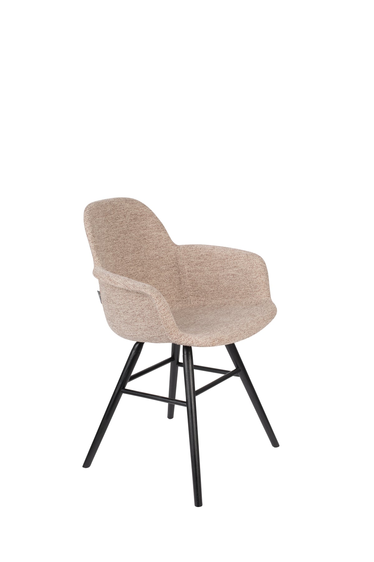 Albert Kuip Soft lænestol med armlæn fra Zuiver i beige polyester og sort asketræ