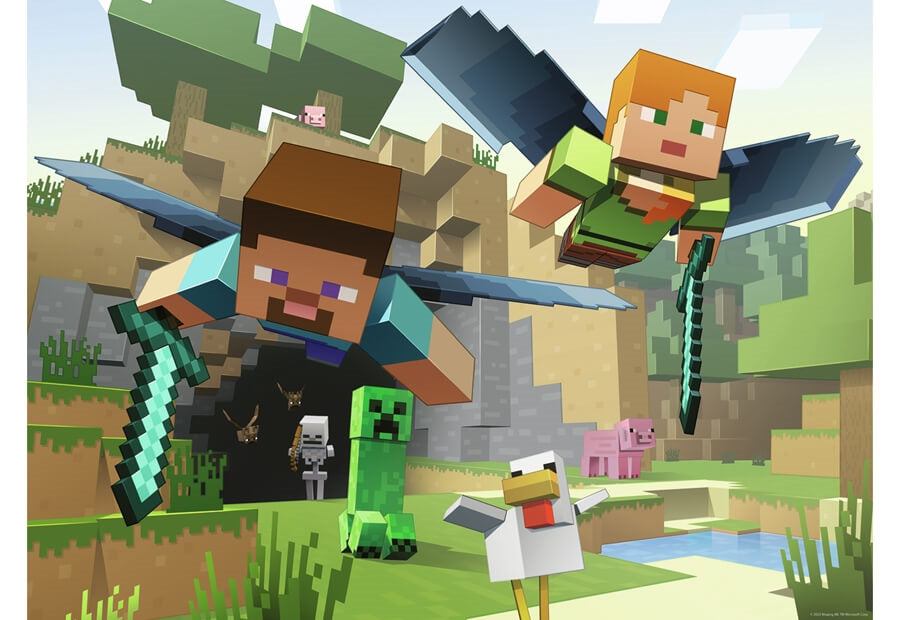 Puslespillet Minecraft Adventures fra Ravensburger med 200 brikker