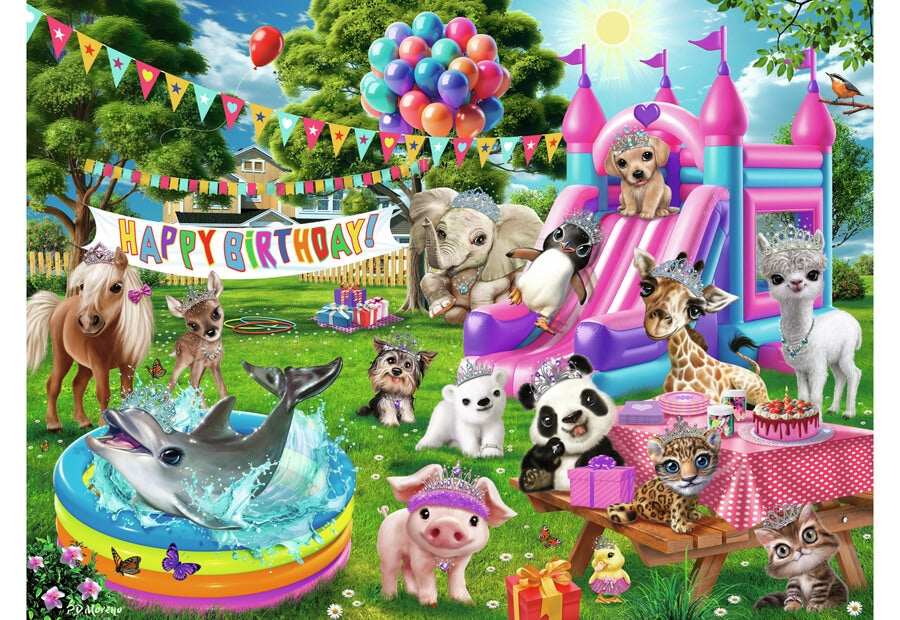 Puslespillet Tiara Birthday Party fra Ravensburger med 100 brikker