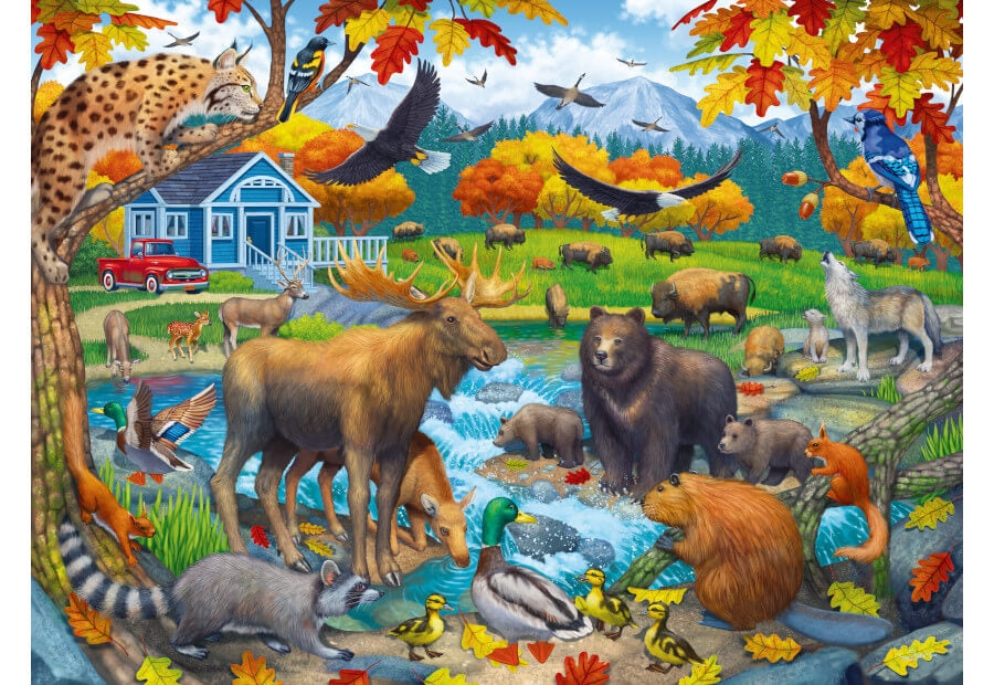 Ravensburger børnepuslespil Wildlife Gathering med 150 brikker