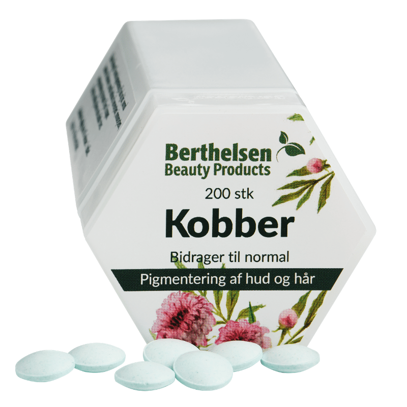 Pakke med Berthelsen Kobber 2 mg kosttilskud, 200 tabletter