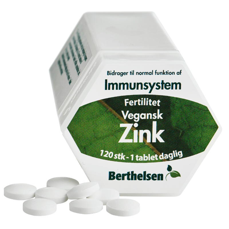 Pakke med Berthelsen Zink 20 mg kosttilskud, 120 tabletter
