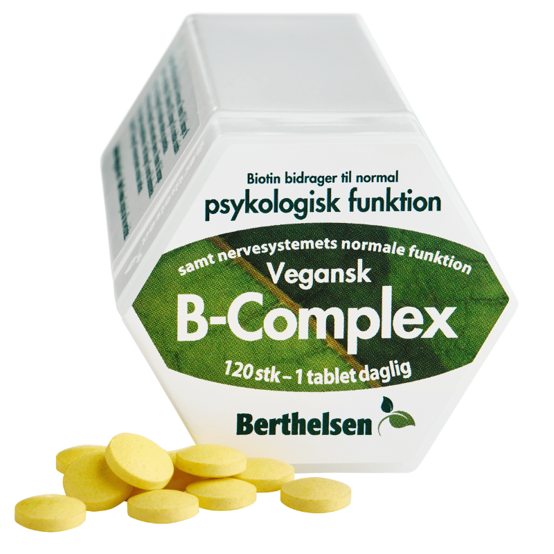 Pakke med Berthelsen Vegetabilsk B-Complex, 120 små veganske tabletter