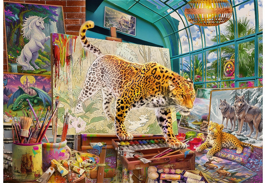Trefl puslespil Leopards in the Painting Studio med 1000 brikker