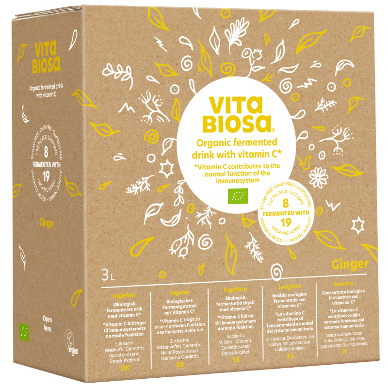 Vita Biosa Ingefær økologisk fermenteret drik i bag-in-box, 3 liter