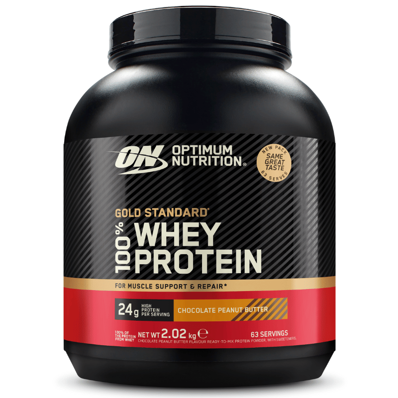 Optimum Nutrition Whey Gold Standard proteinpulver med smag af chokolade og peanut butter, 2016 g