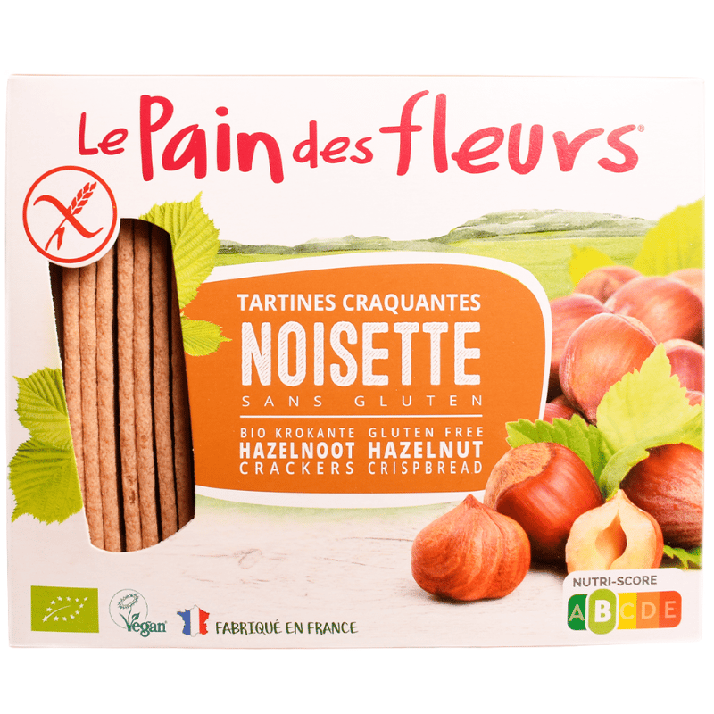 Le Pain Des Fleurs økologisk hasselnødknækbrød i pakning á 150 g