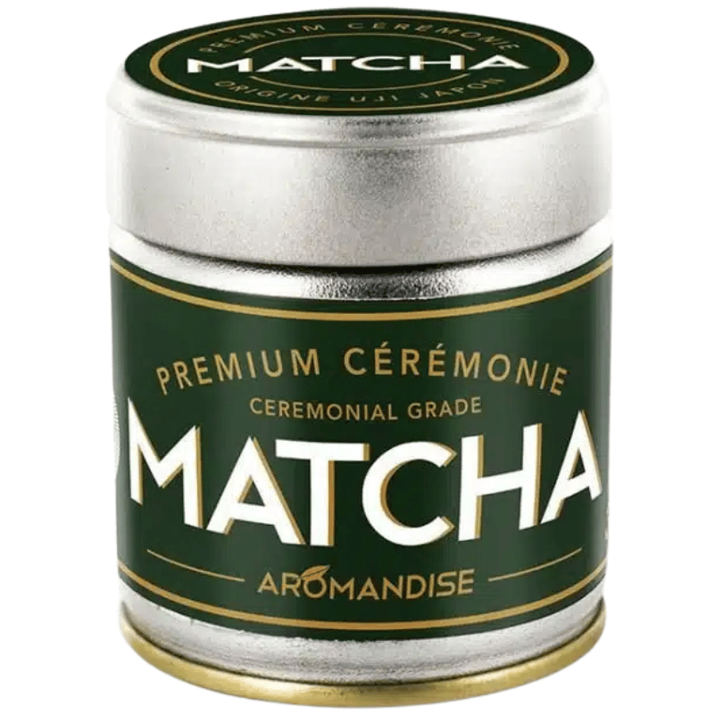 Pakning med Aromandise økologisk Matcha grøn te pulver Ceremonial Grade, 30 gram