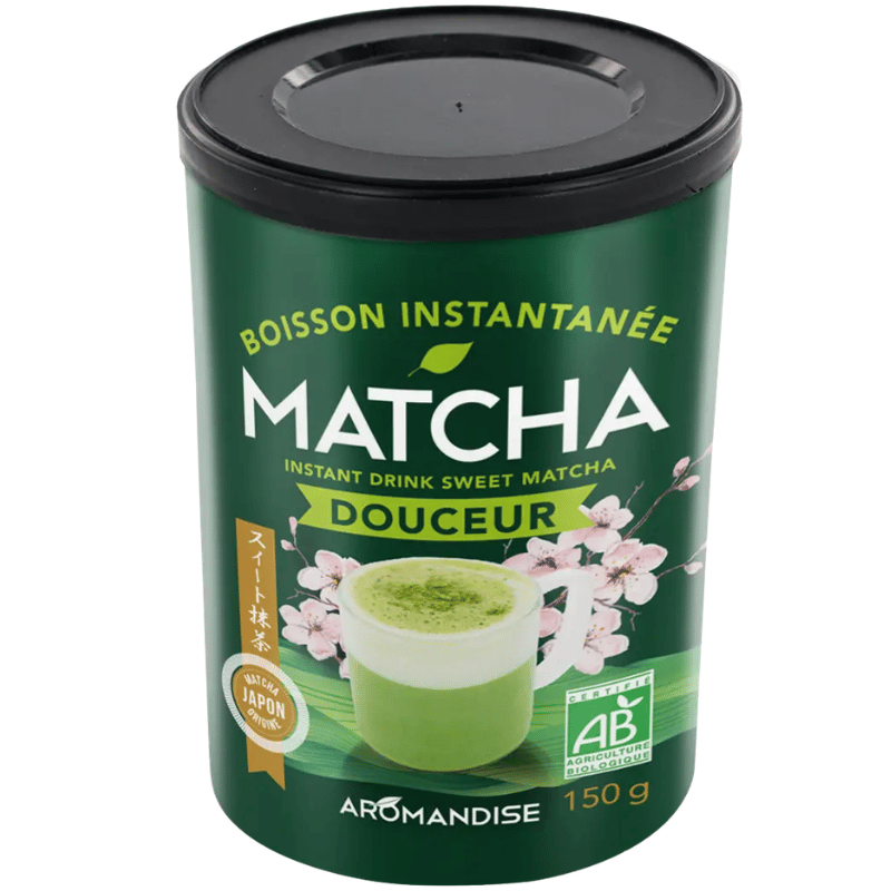 Aromandise Matcha Instant Latte, økologisk matchapulver, pakning med 150 g