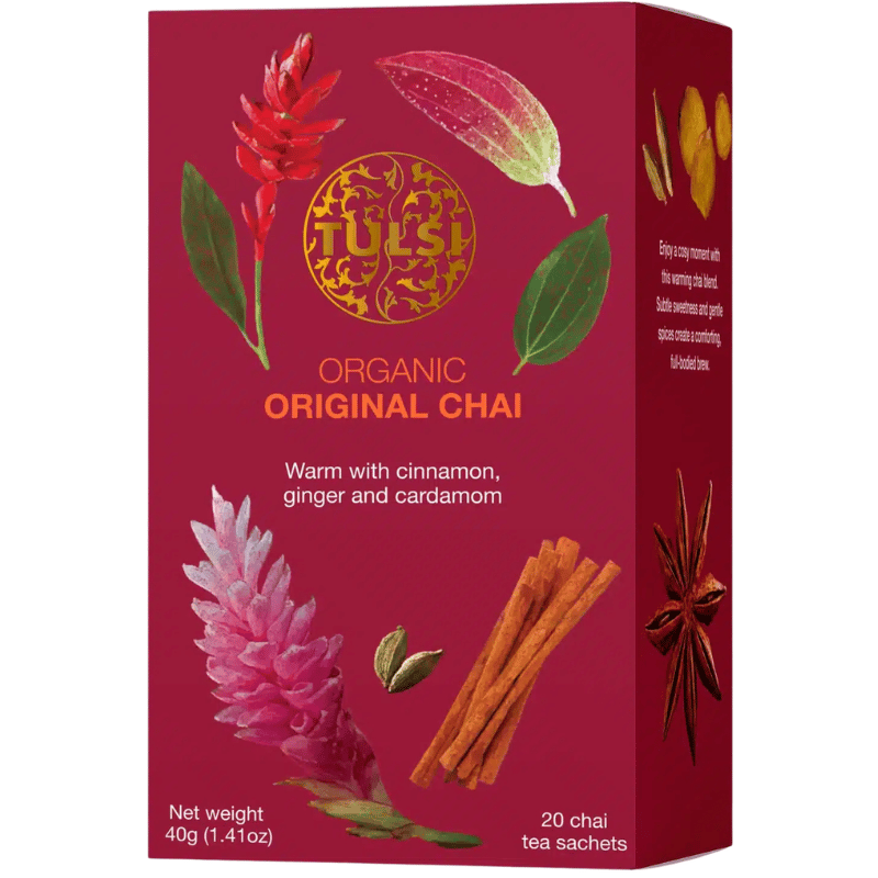 Pakke med Tulsi Original Chai økologisk te med 20 teposer