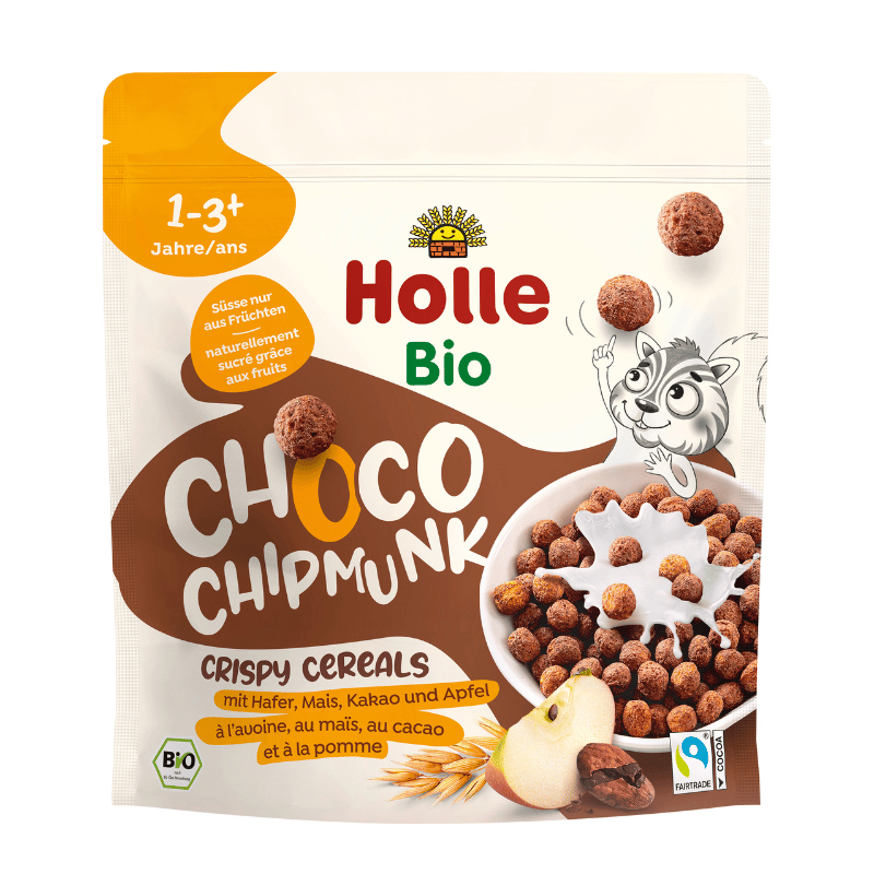 Pakke med Holle Bio Choco Chipmunk økologiske morgenmadsringe, 125 g
