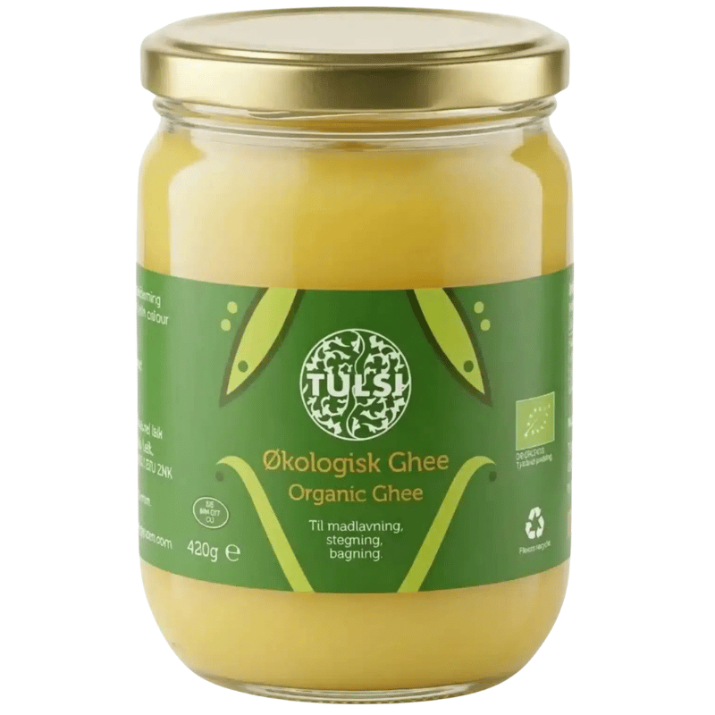 Tulsi økologisk ghee, 420 g, lavet af smør fra fritgående køer