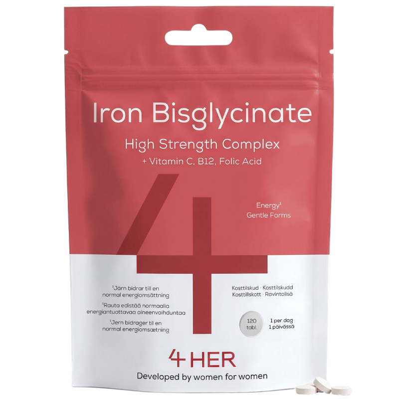 4 Him & Her Iron Bisglycinate jerntabletter i pakning med 120 tabletter