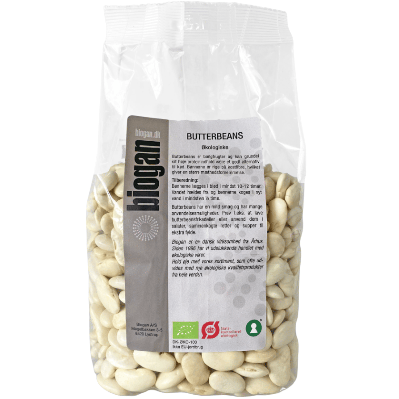 Biogan Butter Beans økologiske tørrede smørbønner, 500 g