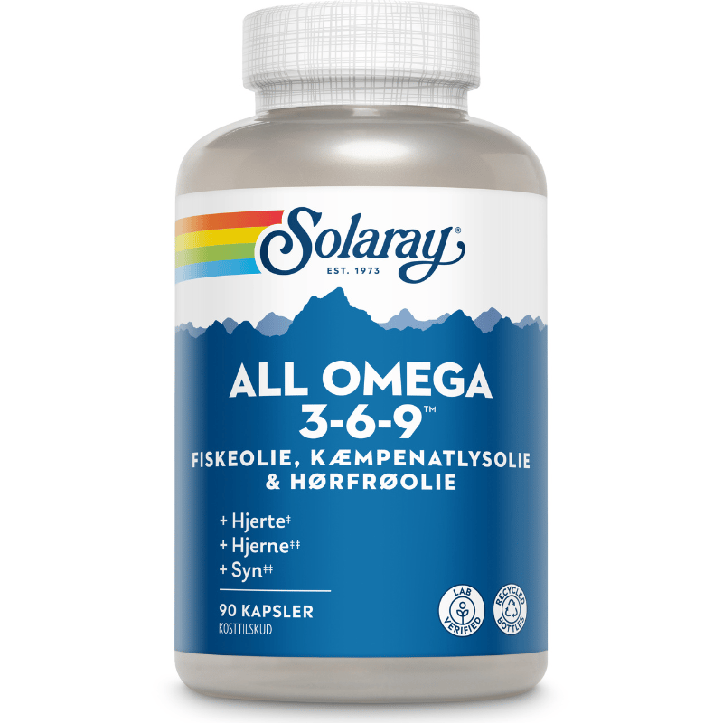 Solaray All Omega 3-6-9 kosttilskud med 90 kapsler