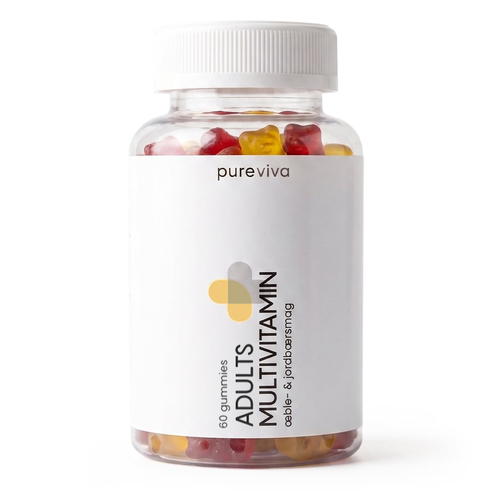 Pakning med Pureviva Adults Multivitamin, kosttilskud med vitaminer og mineraler, 60 stk.