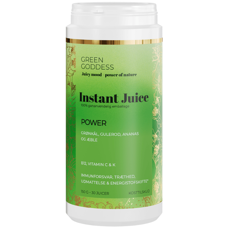 Dåse med Green Goddess Instant Juice Power kosttilskudspulver, 150 g