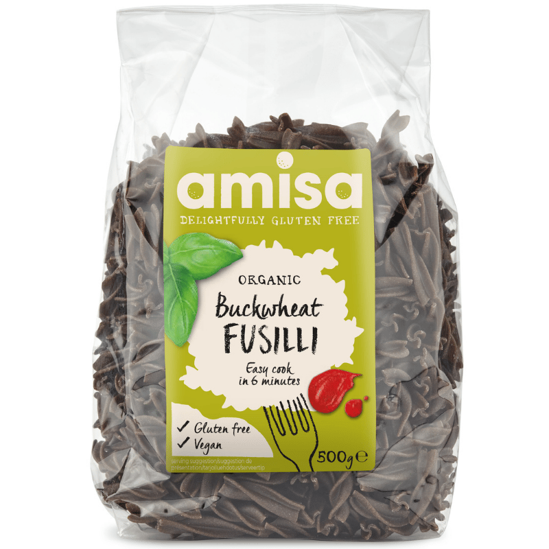 Pakke med Amisa Boghvede Fusilli glutenfri økologisk pasta, 500 g