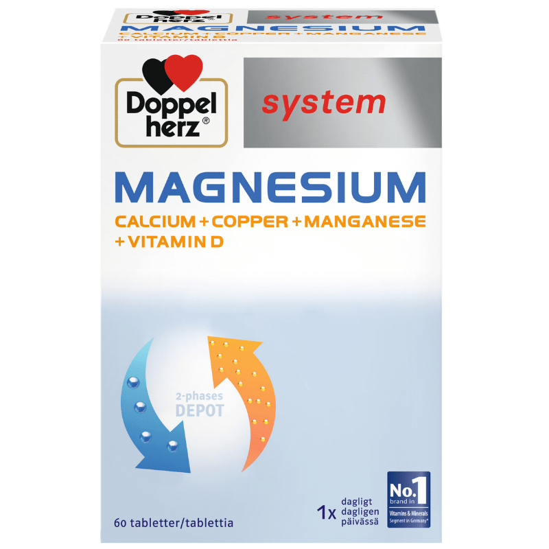 Pakning med Doppelherz System Magnesium + Calcium, 60 tabletter