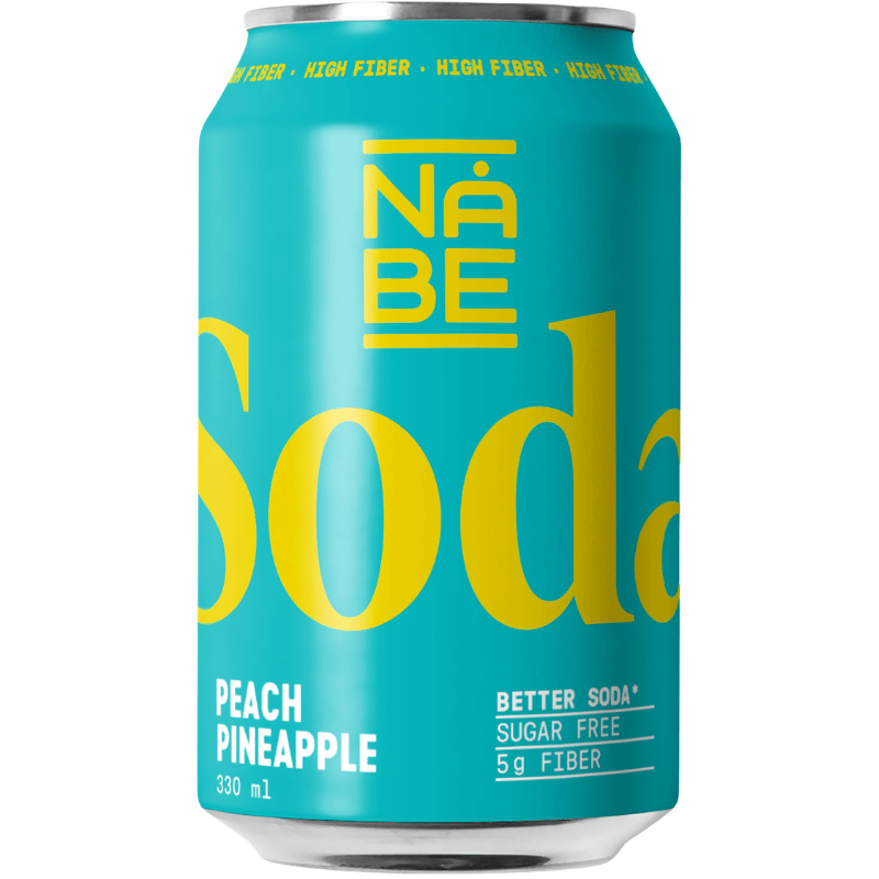 Nåbe Soda Peach Pineapple, kulsyreholdig drik med smag af fersken og ananas, 330 ml