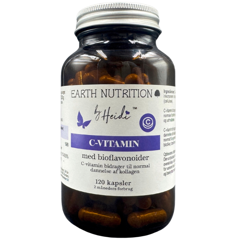 Earth Nutrition Food-state C-vitamin med bioflavonoider i citruspulp, 120 kapsler