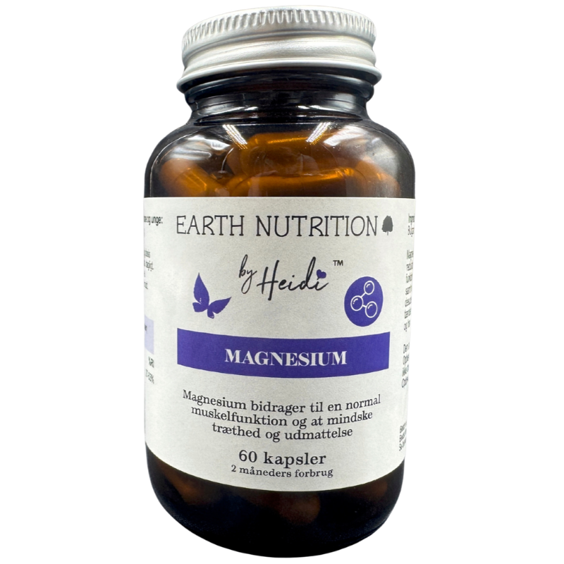 Pakning Earth Nutrition Magnesium 100 mg kosttilskud med 60 kapsler
