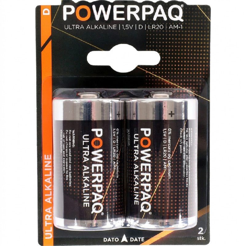 PowerPaq Ultra Alkaline batterier i størrelse D
