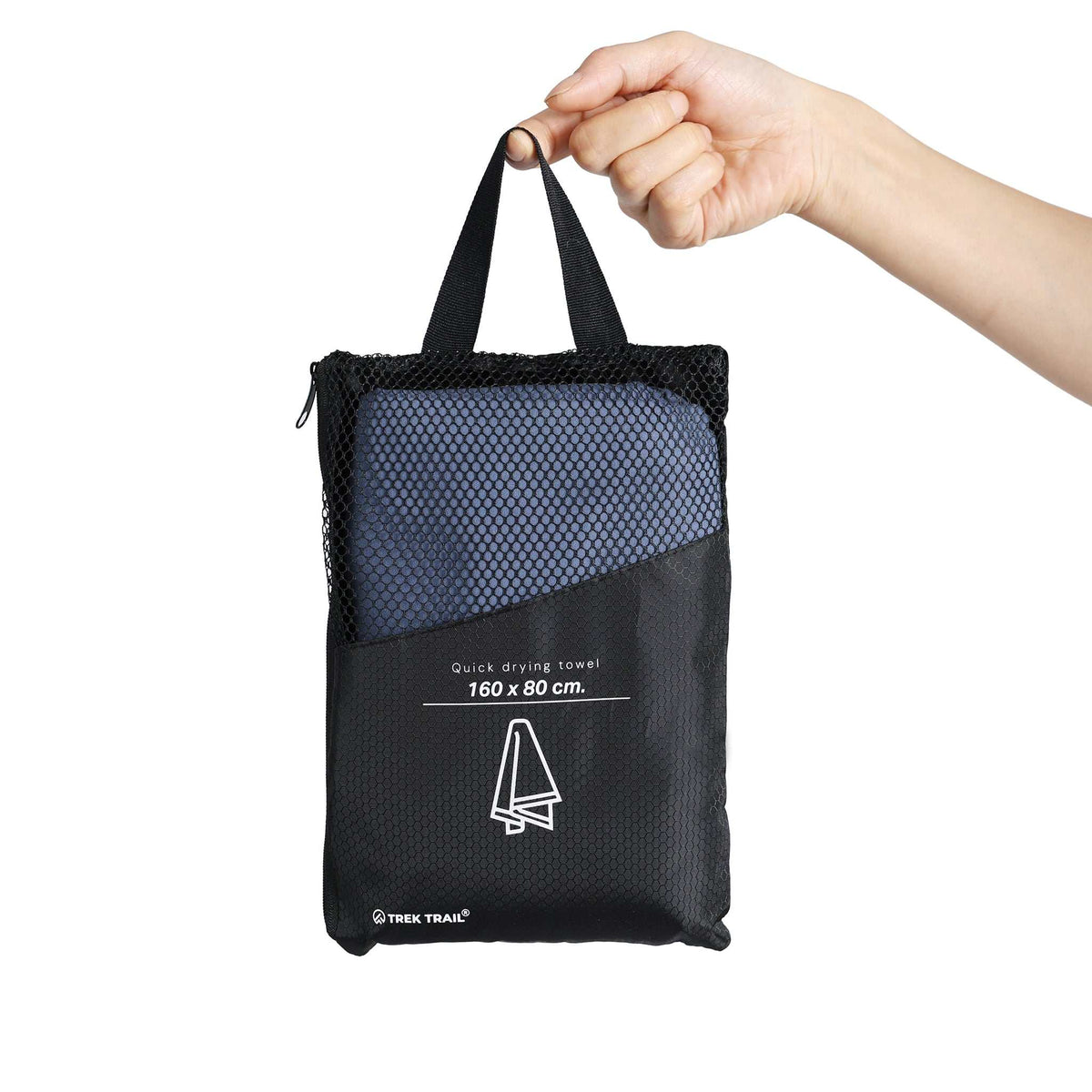 Grønt Trek Trail microfiber håndklæde på 160 x 80 cm