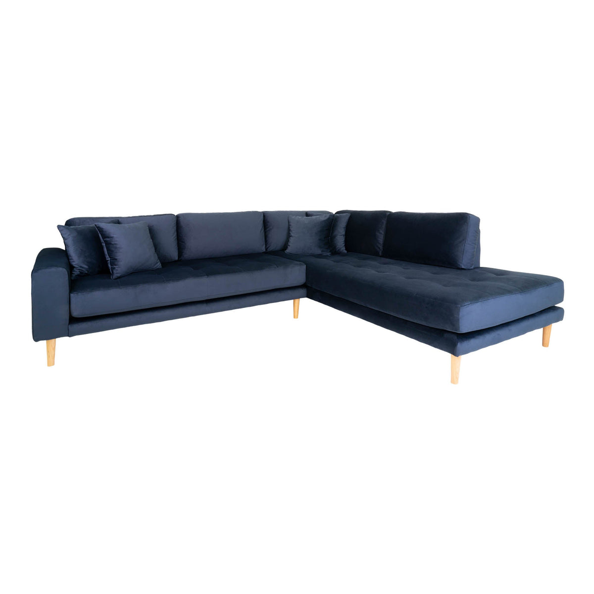 Se Lido Hjørnesofa Åben Ende - Sofa højrevendt i blå velour med fire puder HN1005 ❤ Kæmpe udvalg i House Nordic - Køb online på udsalg og tilbud lige nu ❤ Hurtig levering til lave fragtpriser - Varenummer: Bolig&Haven-42001767825660 og barcode / Ean: 5713917010189 på lager - Udsalg på Få op til 69% i rabat - Shop udsalg fra mere end 1.798 mærker