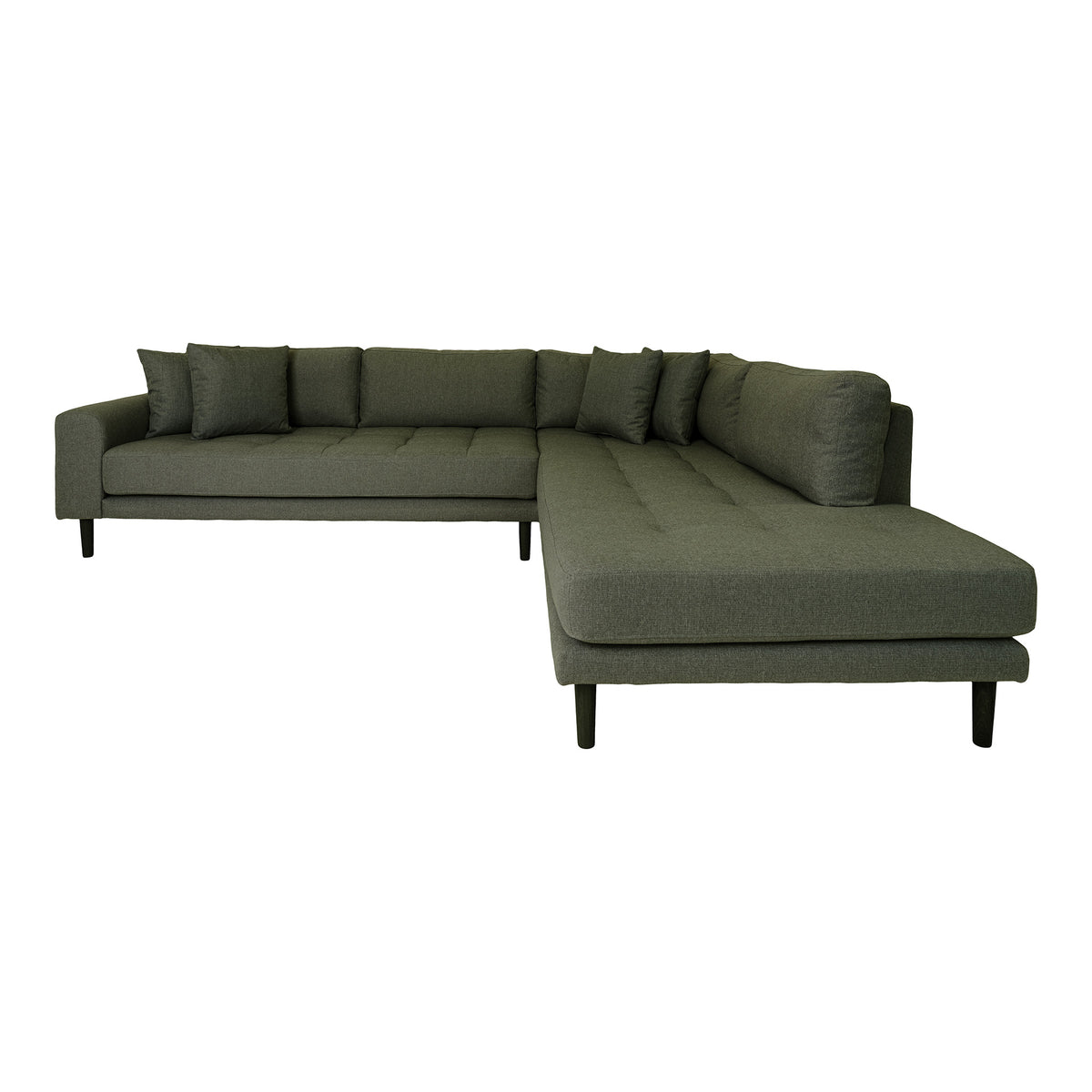 House Nordic Lido højrevendt hjørnesofa med 4 puder i olivengrøn polyester