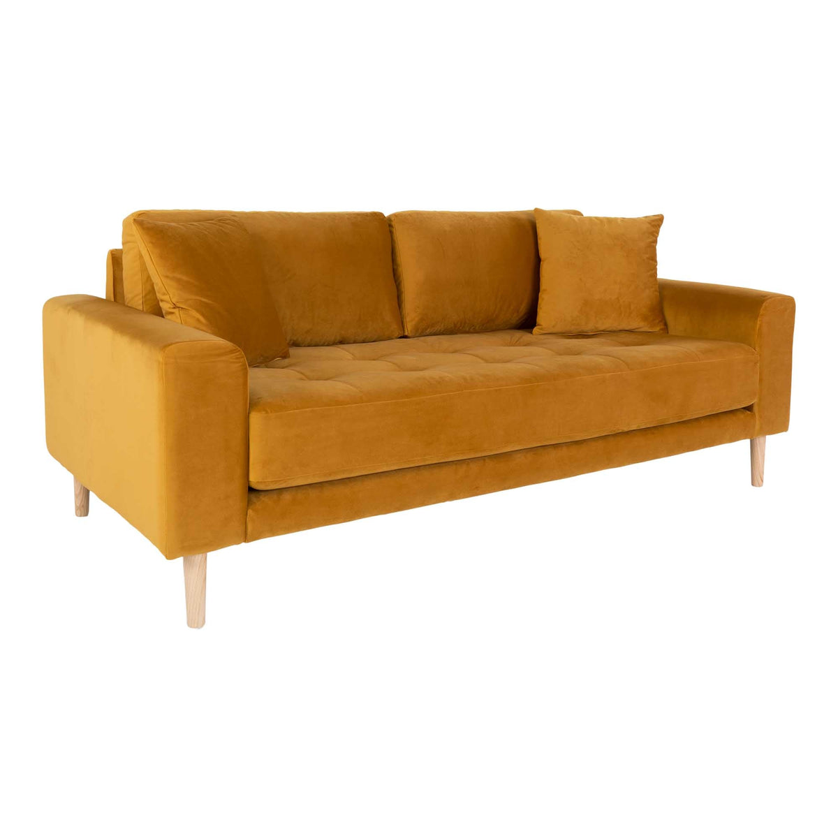 Se Lido 2,5 Personers Sofa i sennepsgult velour med to puder HN1004 ❤ Kæmpe udvalg i House Nordic - Køb online på udsalg og tilbud lige nu ❤ Billig fragt og hurtig levering - Varenummer: Bolig&Haven-42001769103612 og barcode / Ean: 5713917010059 på lager - Udsalg på Spar stort – op til 59% - Eksklusivt udsalg på over 2.739 brands