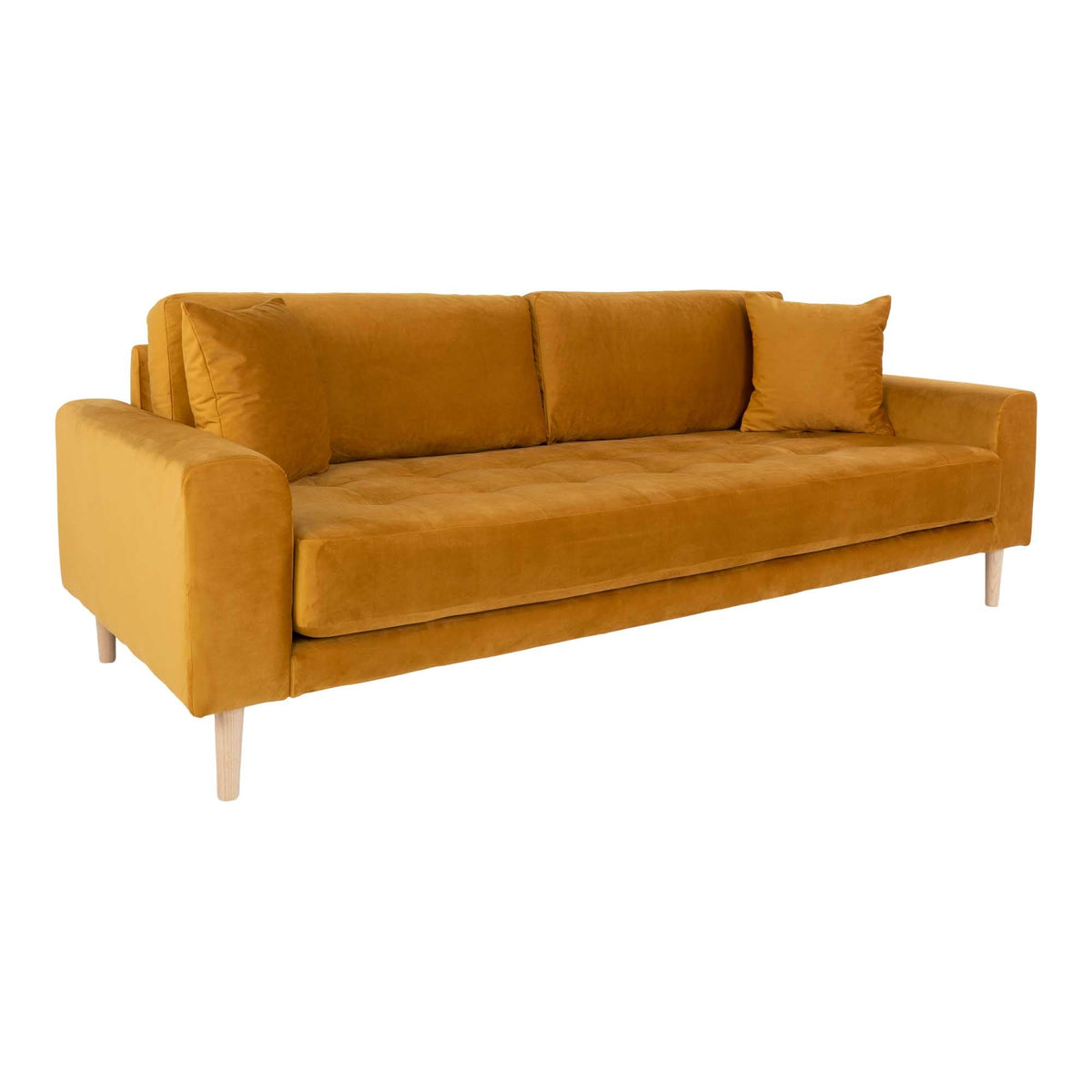 Se Lido 3 Personers Sofa i sennepsgult velour med to puder HN1004 ❤ Kæmpe udvalg i House Nordic - Køb online på udsalg og tilbud lige nu ❤ Billig fragt og hurtig levering - Varenummer: Bolig&Haven-42001770512636 og barcode / Ean: 5713917010110 på lager - Udsalg på Spar helt op til 79% - Over 739 kendte brands på udsalg