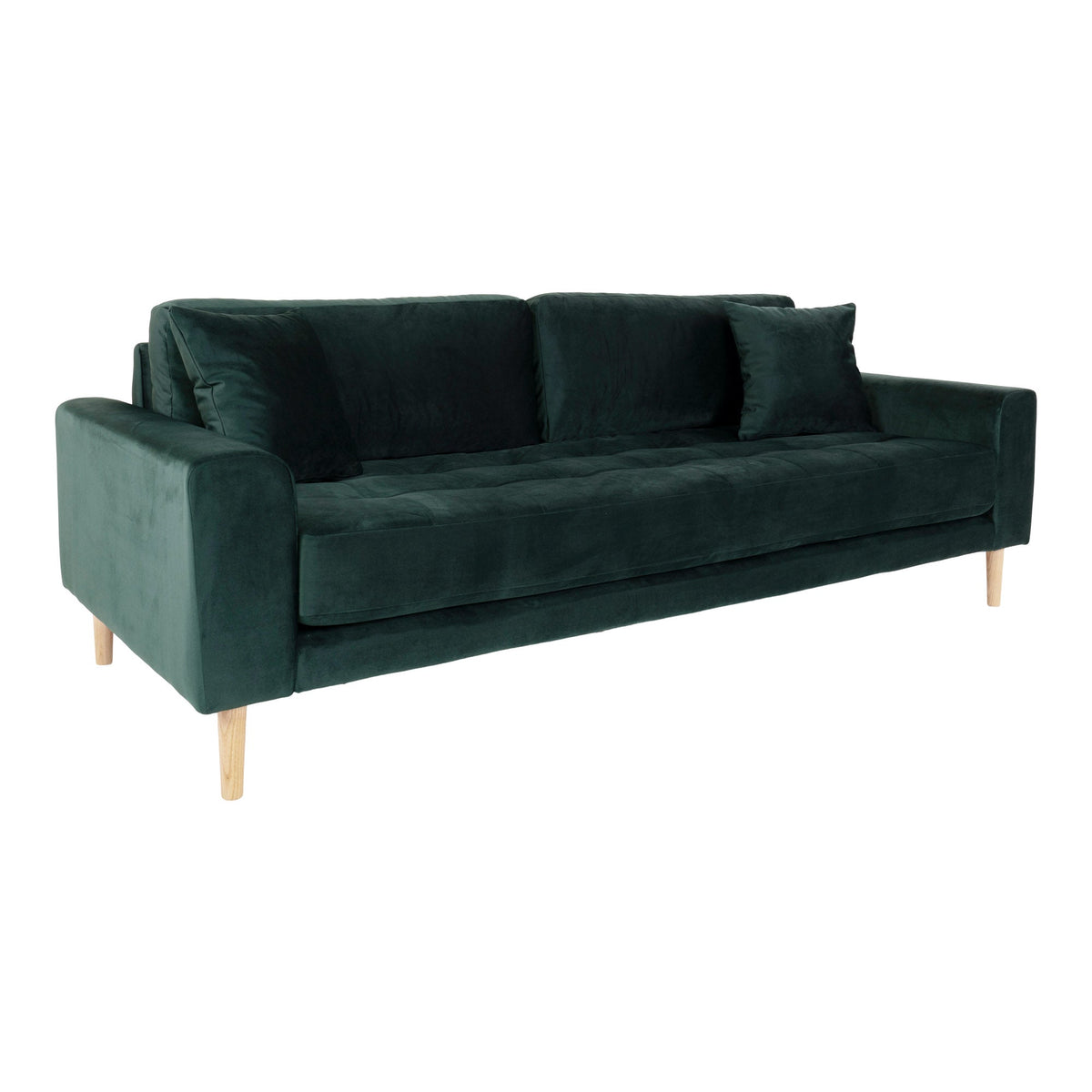 Se Lido 3 Personers Sofa i mørkegrønt velour med to puder HN1006 ❤ Kæmpe udvalg i House Nordic - Køb online på udsalg og tilbud lige nu ❤ Meget billig fragt og hurtig levering - Varenummer: Bolig&Haven-42001770610940 og barcode / Ean: 5713917010127 på lager - Udsalg på Spar helt op til 57% - Stort udsalg på over 739 brands