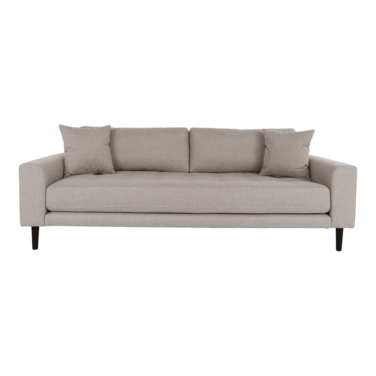 Stengrå Lido 3 personers sofa med to puder og sorte træben fra House Nordic