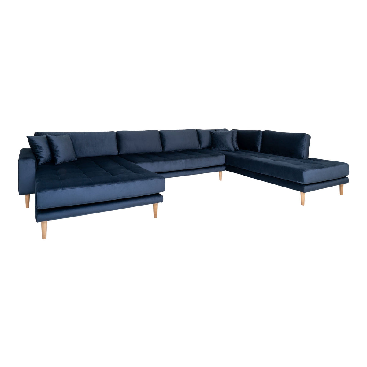 Se Lido U-sofa med åben ende venstrevendt i mørkeblå velour med fire puder HN1005 ❤ Kæmpe udvalg i House Nordic - Køb online på udsalg og tilbud lige nu ❤ Lav fragtpris og hurtig levering - Varenummer: Bolig&Haven-42001771888892 og barcode / Ean: 5713917010172 på lager - Udsalg på Få op til 63% i rabat - Over 1.798 brands samlet på udsalg