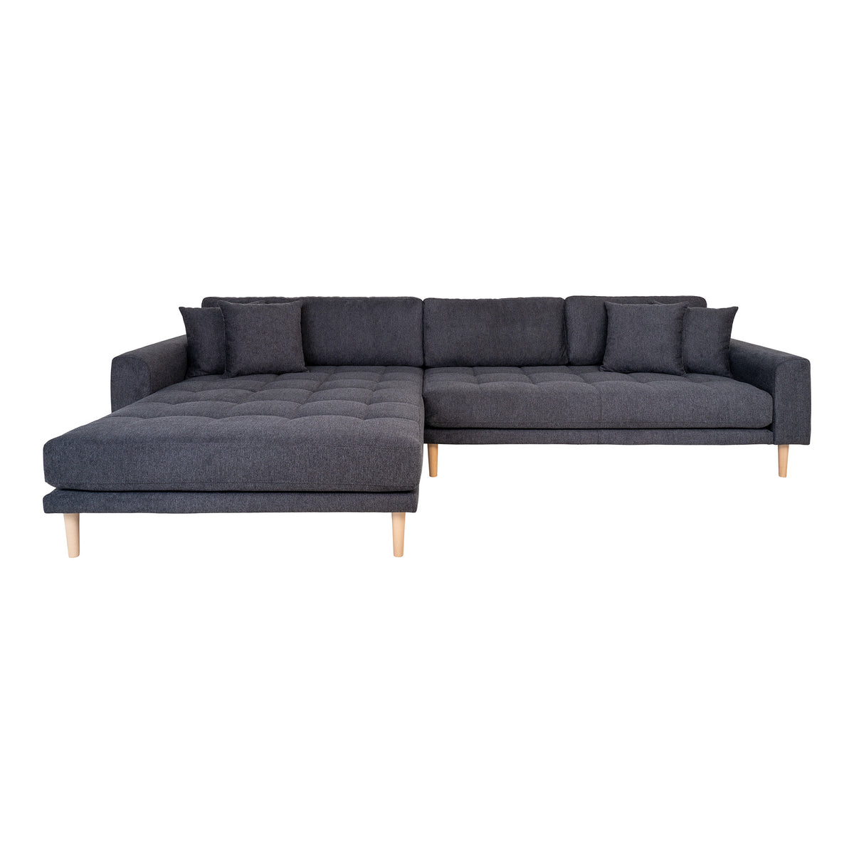 Se HOUSE NORDIC Lido loungesofa, venstre chaiselong, m. 4 puder - mørkegrå polyester og natur bøg ❤ Kæmpe udvalg i House Nordic - Køb online på udsalg og tilbud lige nu ❤ Billig fragt og hurtig levering - Varenummer: Boboonline-100848 og barcode / Ean: 5713917026043 på lager - Udsalg på Møbler,Sofaer,
Møbler,
Sofaer,
Stofsofaer,
Dagligstue,
Sofaer, Spar helt op til 57% - Find dine favoritter blandt 2.739 brands