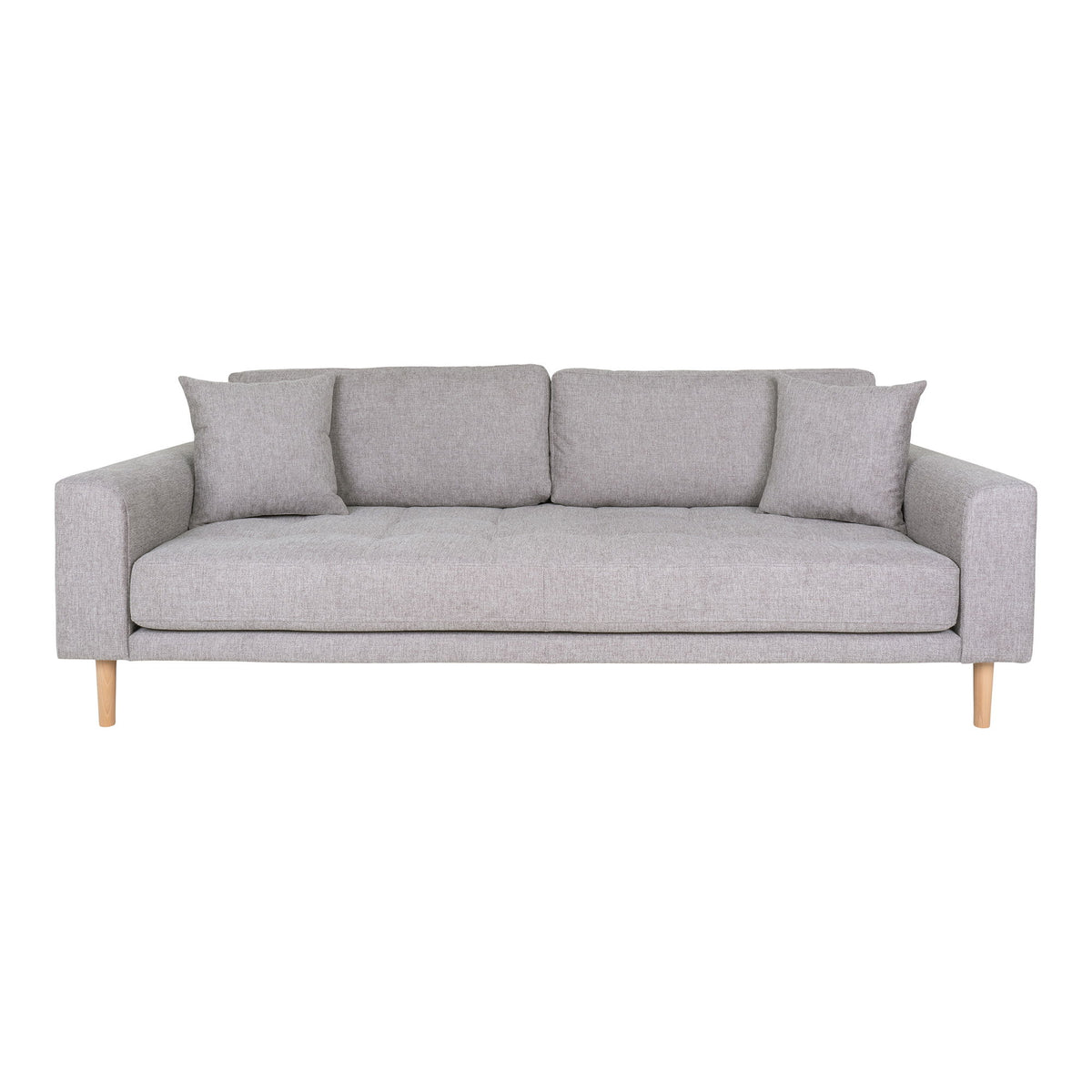 House Nordic Lido 3 personers sofa i lysegrå polyester med ben i natur bøg og 2 puder
