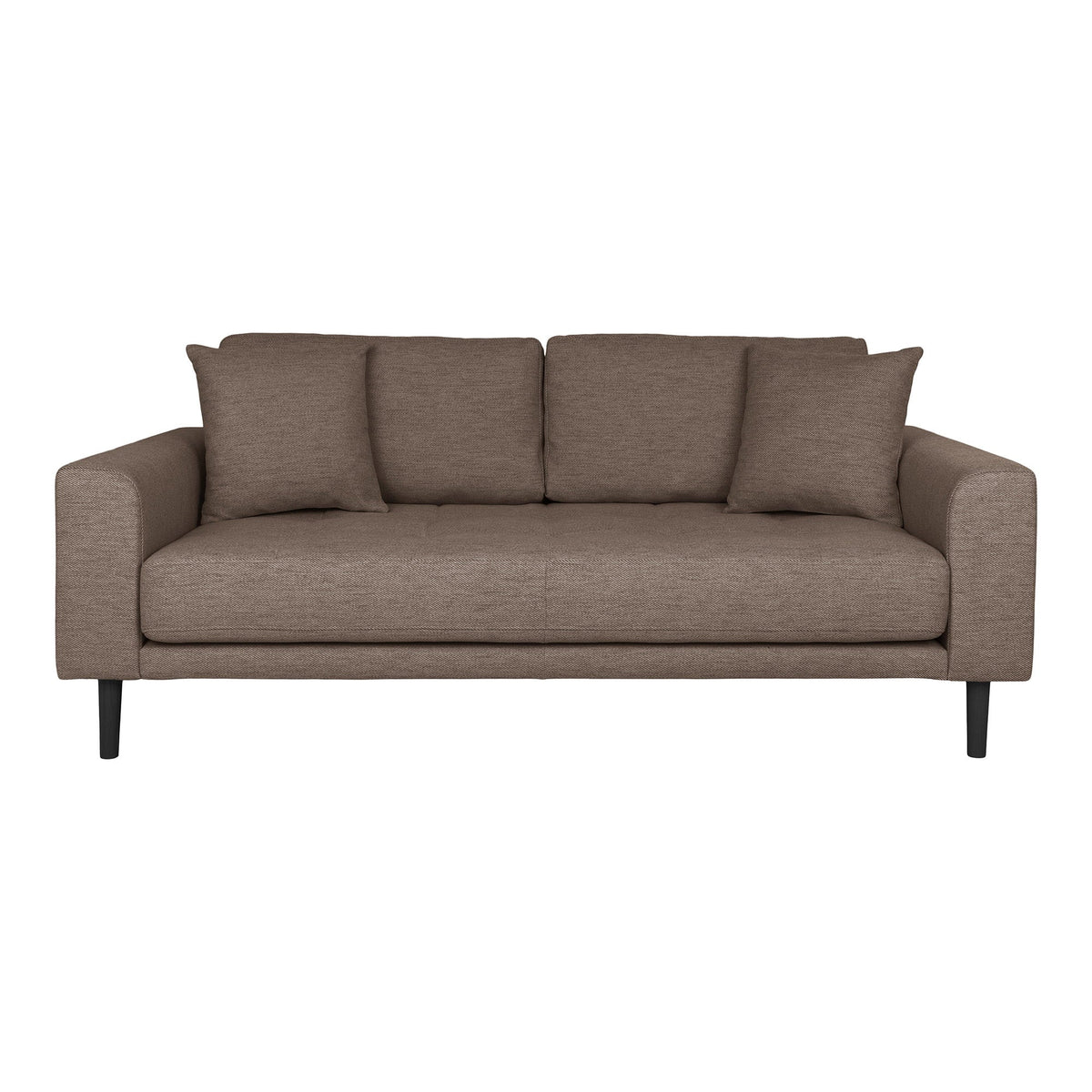 Brun Lido 2,5 personers sofa fra House Nordic med to puder og sorte træben