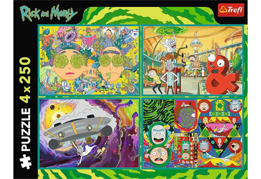 Trefl The Twisted World of Rick and Morty puslespil med fire gange 250 brikker