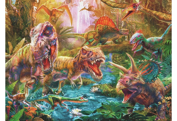 Puslespillet T-Rex Attack fra Ravensburger med 150 brikker til børn