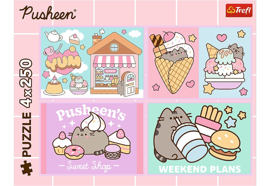 Trefl puslespil Meet the Pusheen, fire puslespil med 250 brikker hver