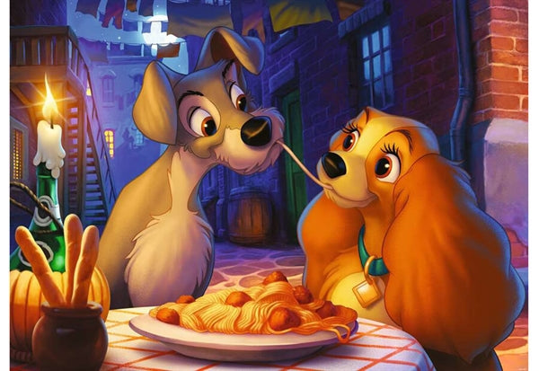 Puslespil Lady and the Tramp fra Ravensburger med 1000 brikker