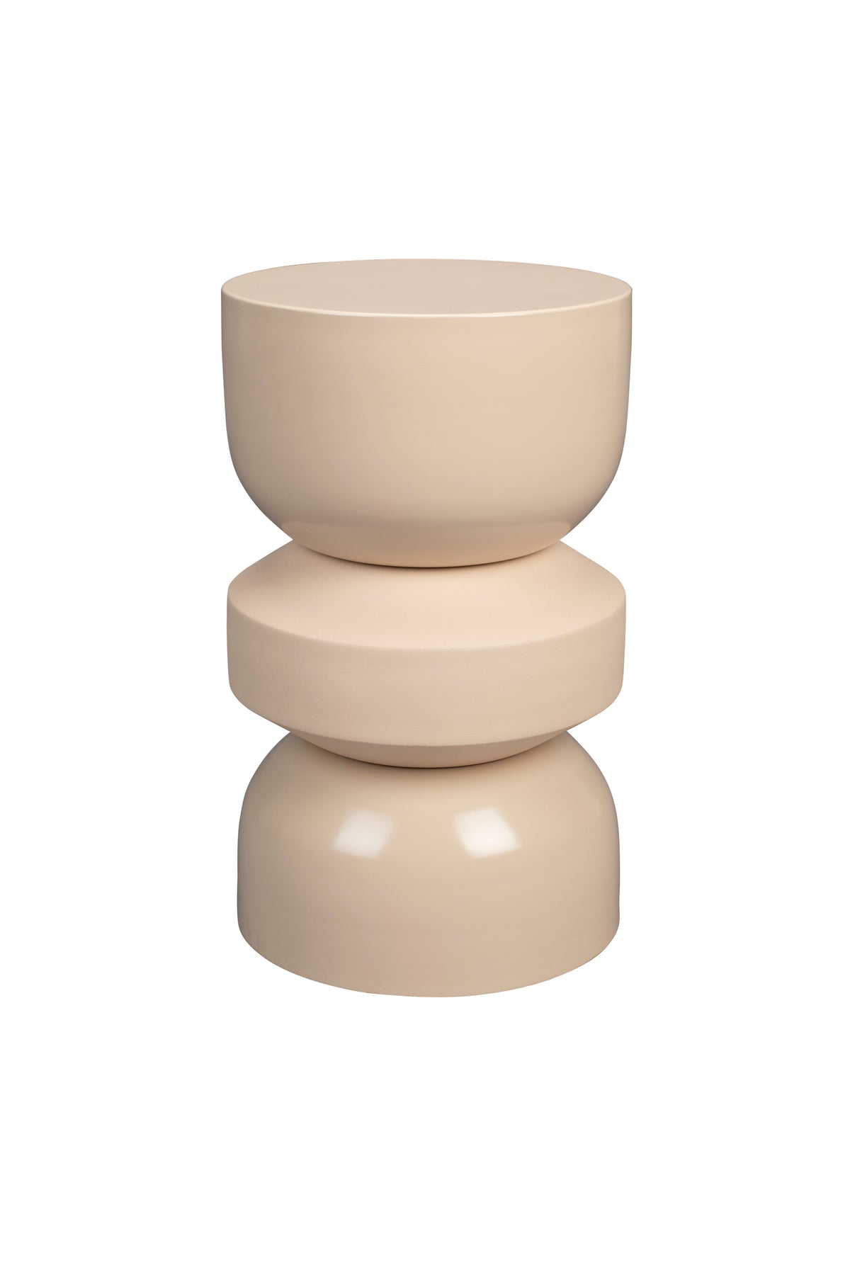 Dutchbone Apollo rund skammel i beige metal, diameter 29 cm